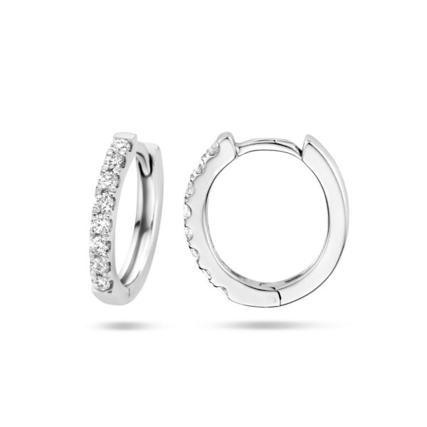 klapoorringen diamant 0.15ct (2x0.075ct) g si 14K witgoud - Afbeelding 3