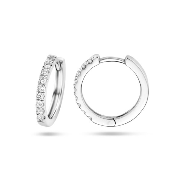 klapoorringen diamant 0.15ct (2x0.075ct) g si 14K witgoud - Afbeelding 3