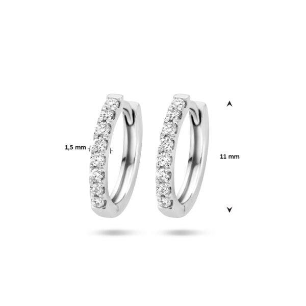 klapoorringen diamant 0.15ct (2x0.075ct) g si 14K witgoud - Afbeelding 4