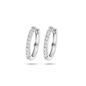 klapoorringen diamant 0.15ct (2x0.075ct) g si 14K witgoud