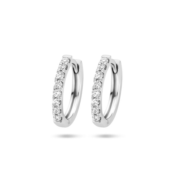 klapoorringen diamant 0.15ct (2x0.075ct) g si 14K witgoud