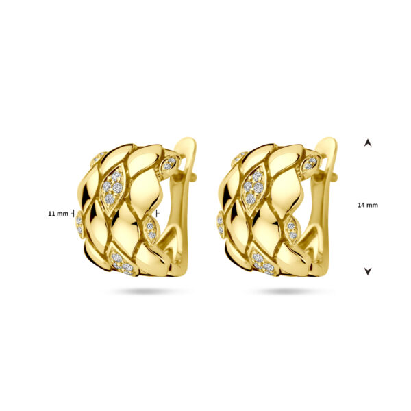 klapoorringen diamant 0.16ct (2x 0.08ct) h si 14 mm 14K geelgoud - Afbeelding 4