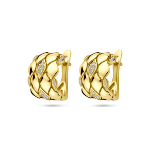 klapoorringen diamant 0.16ct (2x 0.08ct) h si 14 mm 14K geelgoud