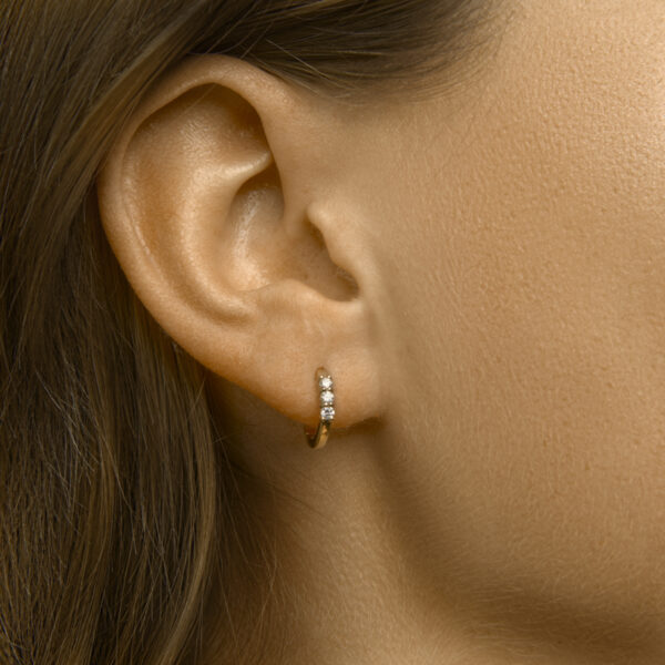 klapoorringen diamant 0.18ct (2x 0.09ct) h si 14K geelgoud - Afbeelding 2