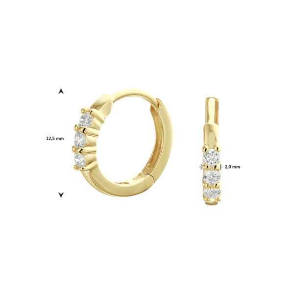 klapoorringen diamant 0.18ct (2x 0.09ct) h si 14K geelgoud - Afbeelding 4