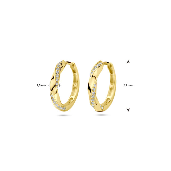 klapoorringen diamant 0.20ct (2x 0.10ct) h si 15 mm 14K geelgoud - Afbeelding 4