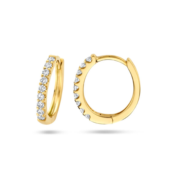klapoorringen diamant 0.20ct (2x0.10ct) g si 14K geelgoud - Afbeelding 3