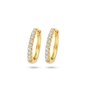 klapoorringen diamant 0.20ct (2x0.10ct) g si 14K geelgoud