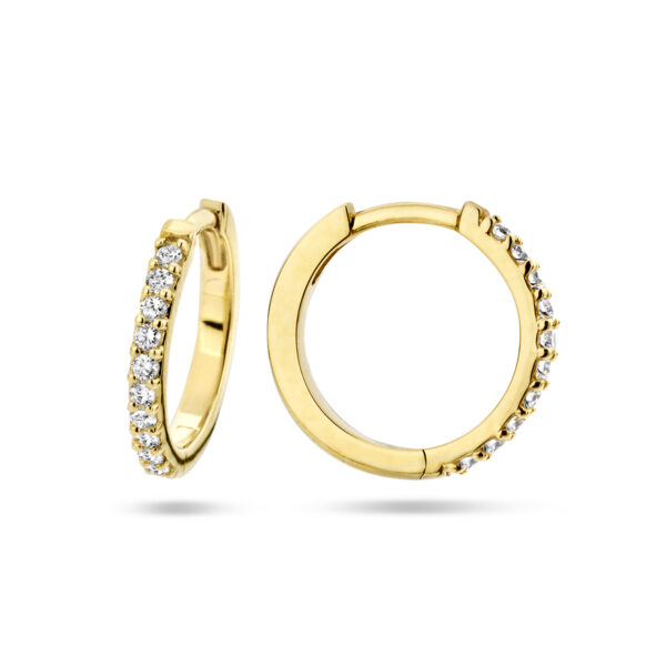 klapoorringen diamant 0.23ct (2x0.115) h p1 14K geelgoud - Afbeelding 3