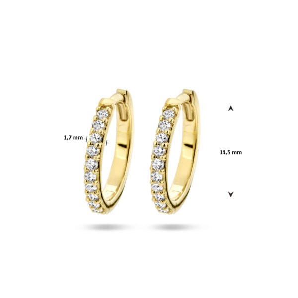 klapoorringen diamant 0.23ct (2x0.115) h p1 14K geelgoud - Afbeelding 4