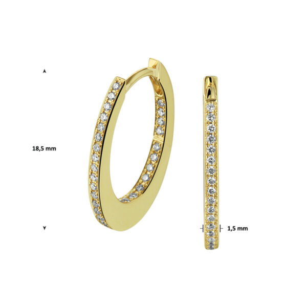 klapoorringen diamant 0.24ct (2x0.12ct) h si 14K geelgoud - Afbeelding 3