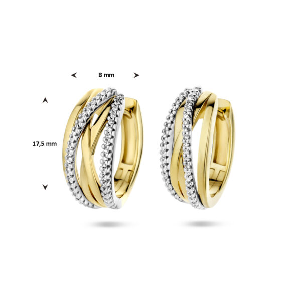 klapoorringen diamant 0.25ct (2x 0.125ct) h si 14K bicolor goud geel/wit - Afbeelding 4