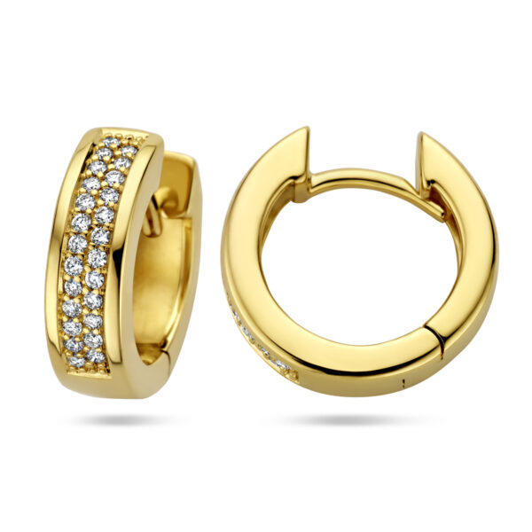 klapoorringen diamant 0.25ct (2x0.125ct) h si 14K geelgoud - Afbeelding 3