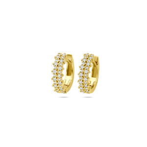 klapoorringen diamant 0.27ct (2x 0.135ct) h si 12,5 mm 14K geelgoud