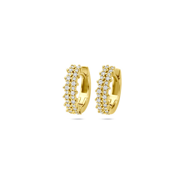 klapoorringen diamant 0.27ct (2x 0.135ct) h si 12,5 mm 14K geelgoud