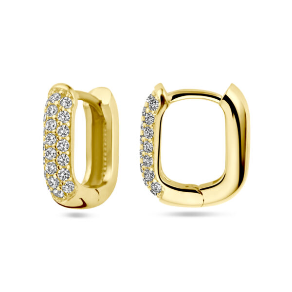 klapoorringen diamant 0.36ct (2x 0.18ct) h si 14K geelgoud - Afbeelding 3