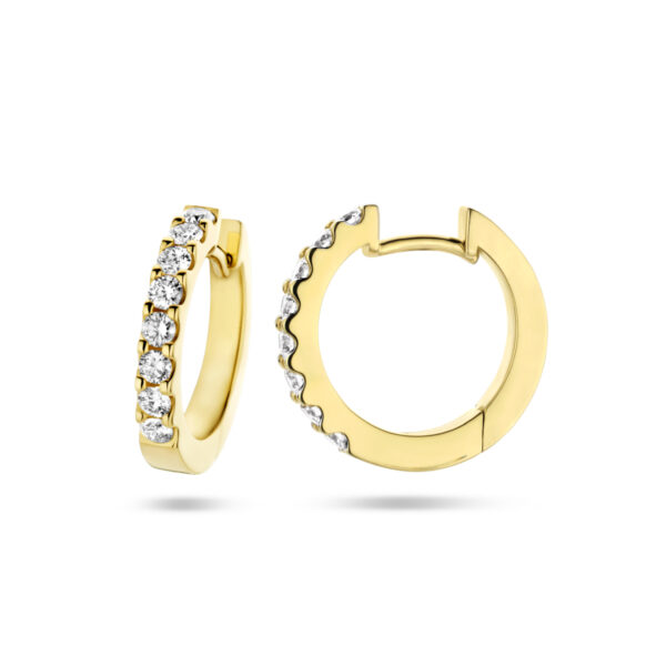klapoorringen diamant 0.50ct (2x 0.25ct) h si 14K geelgoud - Afbeelding 3