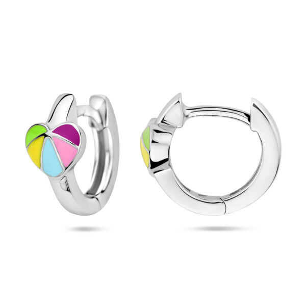 klapoorringen emaille hart zilver gerhodineerd - Afbeelding 3