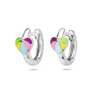 klapoorringen emaille hart zilver gerhodineerd