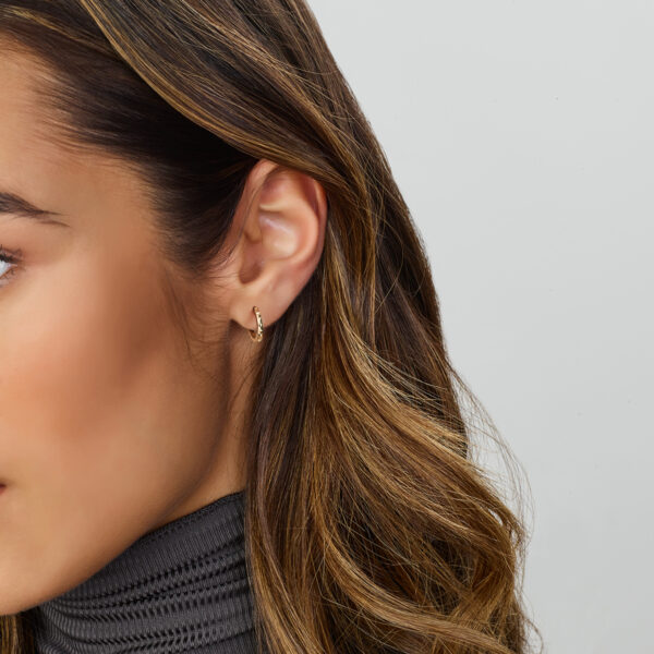 klapoorringen gediamanteerd 10,3 mm 14K geelgoud - Afbeelding 2