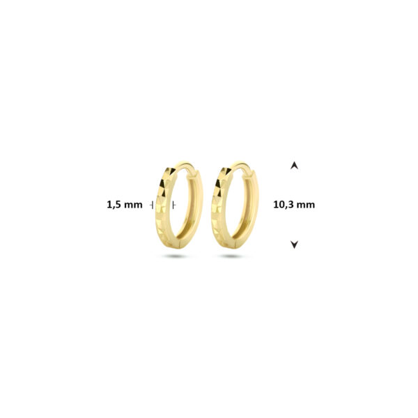 klapoorringen gediamanteerd 10,3 mm 14K geelgoud - Afbeelding 4