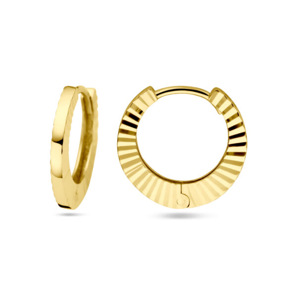klapoorringen gediamanteerd 14K geelgoud - Afbeelding 3