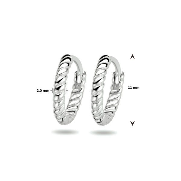 klapoorringen gedraaid 11 mm zilver gerhodineerd - Afbeelding 4