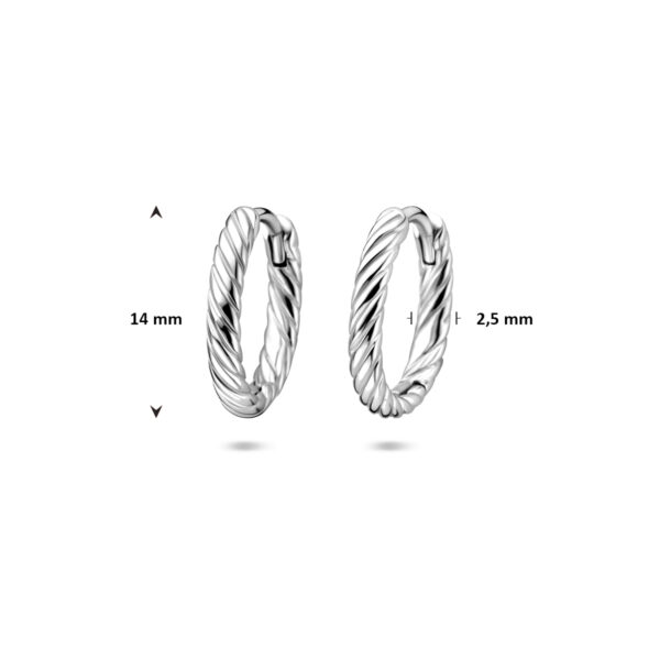 klapoorringen gedraaid 14 mm zilver gerhodineerd - Afbeelding 4