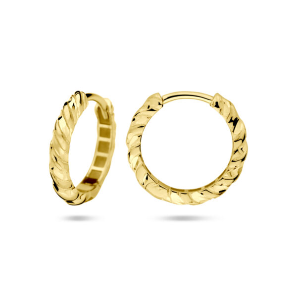 klapoorringen gedraaid 16 mm 14K geelgoud - Afbeelding 3