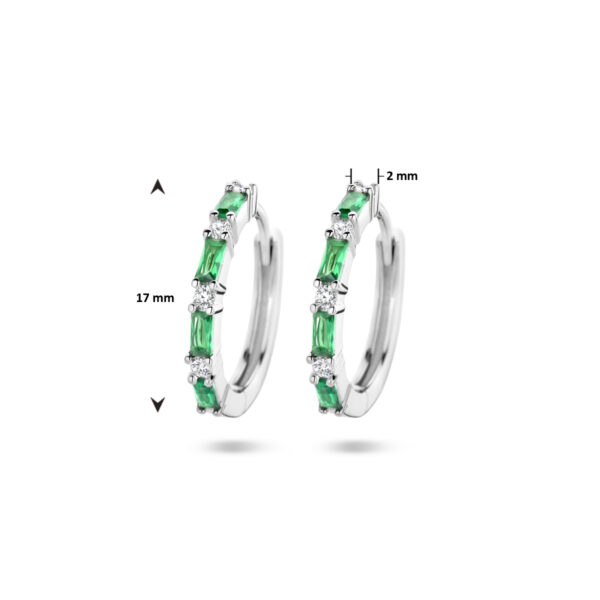 klapoorringen groen en wit zirkonia zilver gerhodineerd - Afbeelding 4