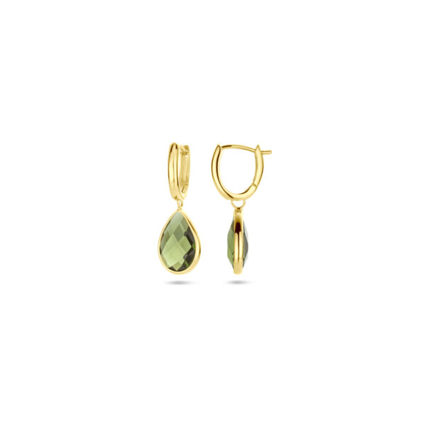 klapoorringen groen kwarts 26 mm 18K geelgoud - Afbeelding 3