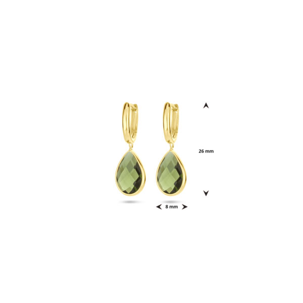 klapoorringen groen kwarts 26 mm 18K geelgoud - Afbeelding 4