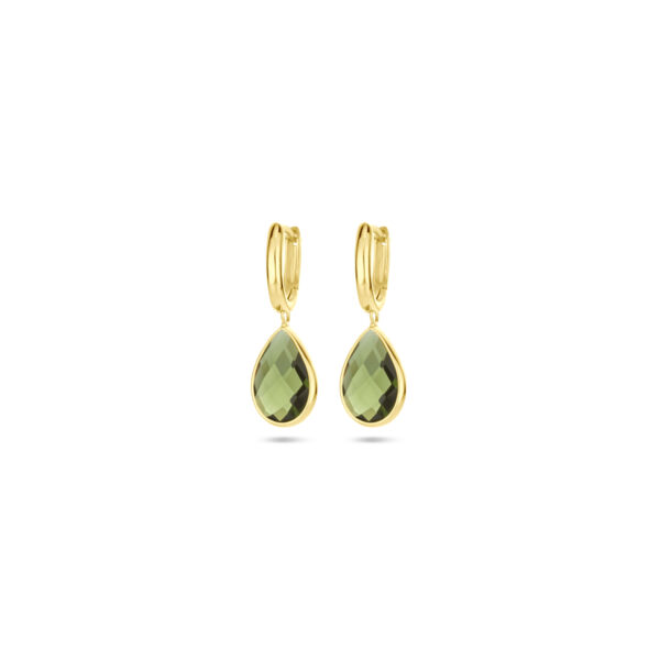 klapoorringen groen kwarts 26 mm 18K geelgoud