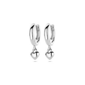 klapoorringen hanger hartje 16 mm zilver gerhodineerd