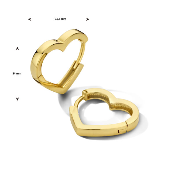 klapoorringen hart 14 mm 14K geelgoud - Afbeelding 4