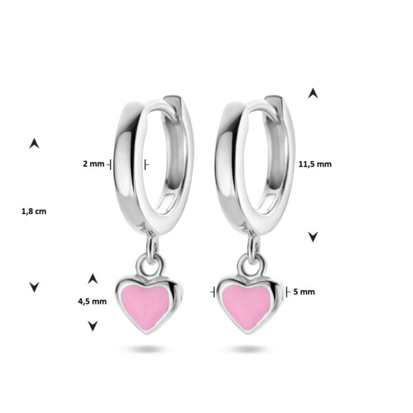 klapoorringen hart zilver gerhodineerd - Afbeelding 4
