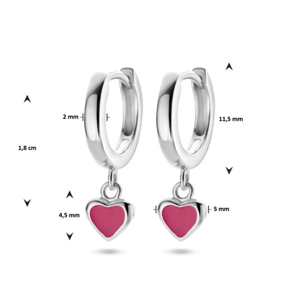 klapoorringen hart zilver gerhodineerd - Afbeelding 4