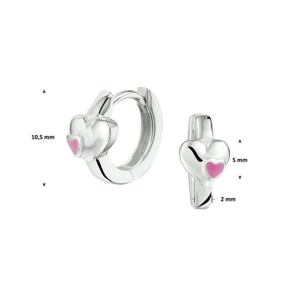 klapoorringen hart zilver wit - Afbeelding 2