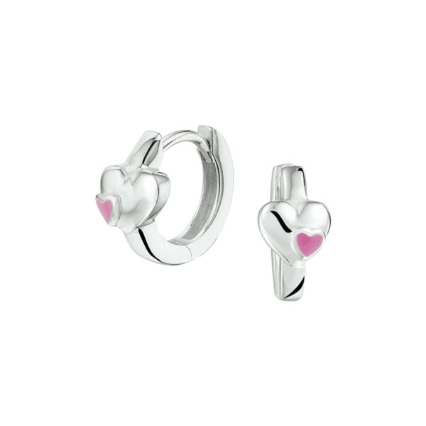 klapoorringen hart zilver wit