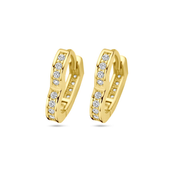 klapoorringen hart zirkonia 14K geelgoud - Afbeelding 3