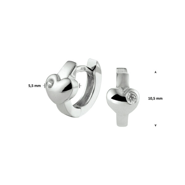 klapoorringen hart zirkonia zilver gerhodineerd - Afbeelding 2