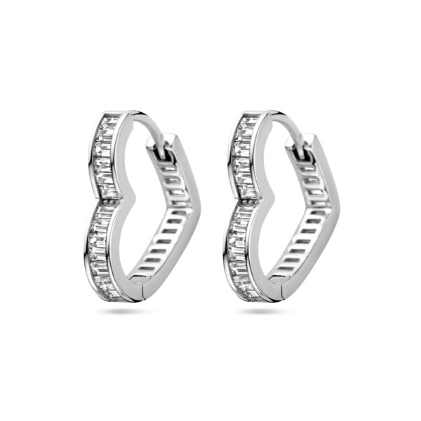 klapoorringen hart zirkonia zilver gerhodineerd - Afbeelding 3