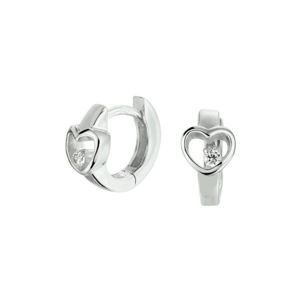 klapoorringen hart zirkonia zilver gerhodineerd