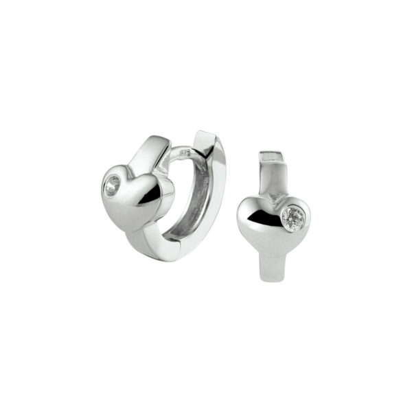 klapoorringen hart zirkonia zilver gerhodineerd