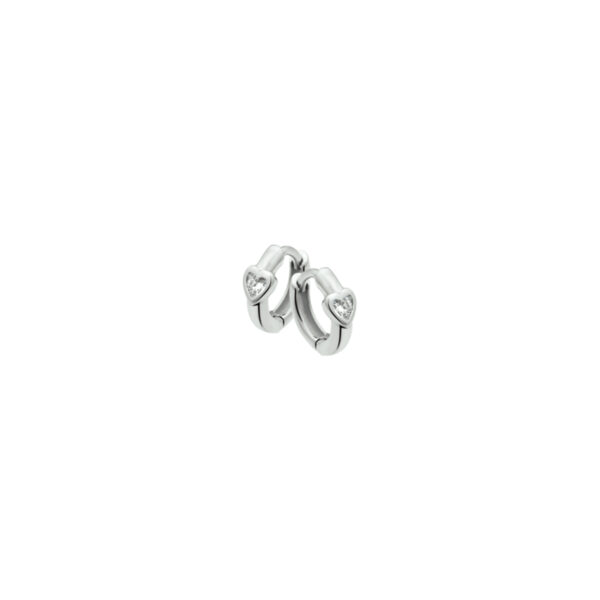 klapoorringen hart zirkonia zilver wit - Afbeelding 2