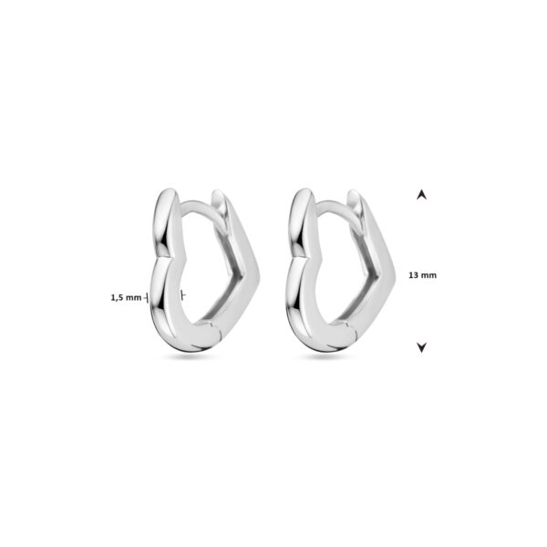 klapoorringen hartje 13 mm zilver gerhodineerd - Afbeelding 4