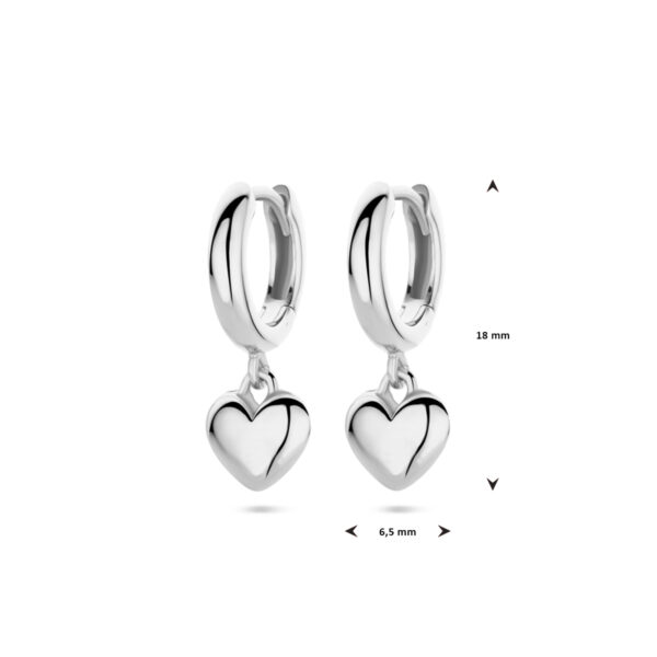 klapoorringen hartje 18 mm zilver gerhodineerd - Afbeelding 4