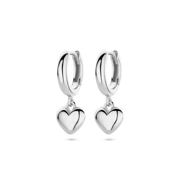 klapoorringen hartje 18 mm zilver gerhodineerd