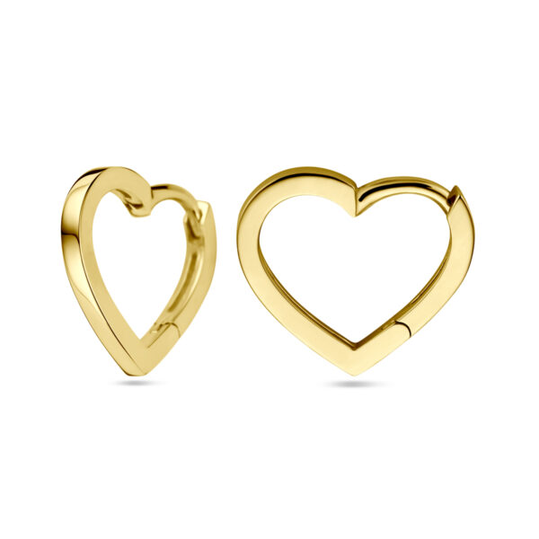 klapoorringen hartjes 14K geelgoud - Afbeelding 3