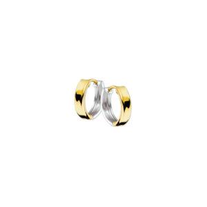 klapoorringen hol 3,0 mm vlak 14K bicolor goud geel/wit
